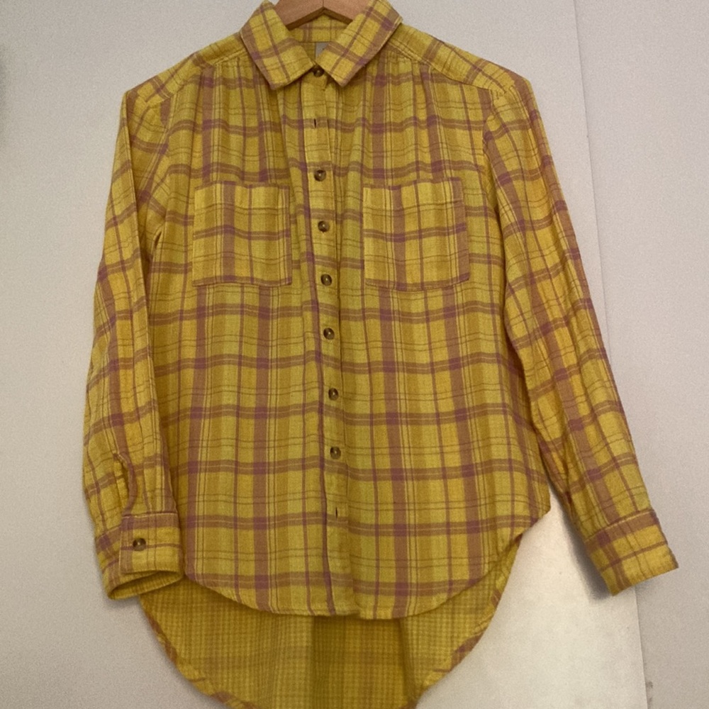 Anthropologie Top Size 2 Seen Worn Kept Plaid Button Front Long Sleeve shirt - Picture 2 of 7